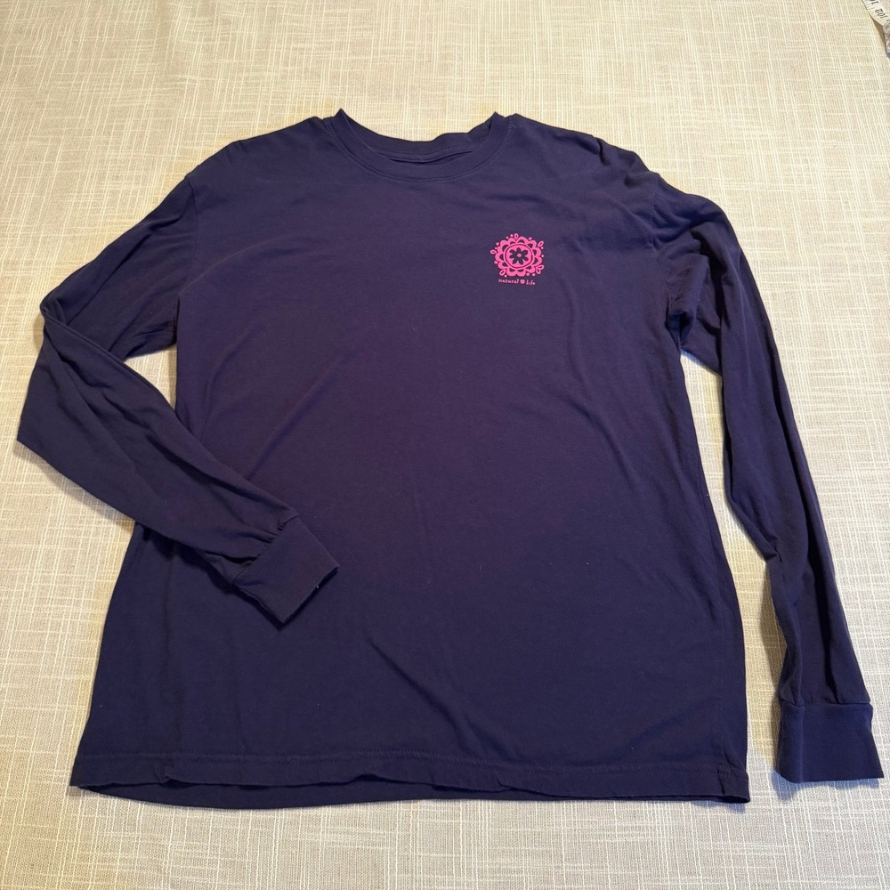 Natural Life Navy Blue‎ Long Sleeve Graphic Tee 2 Timothy 1:7 Bible Verse Medium